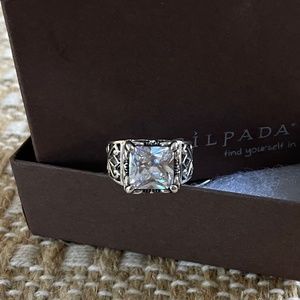 Silpada Sterling Silver Uptown Cubic Zirconia Filigree Ring
